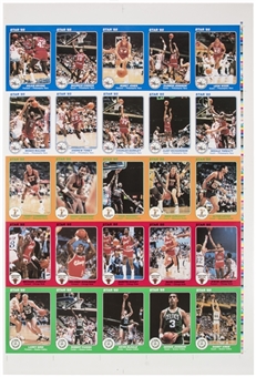 1985/86 Star Co. Basketball Uncut Sheet (25 Cards) – Featuring Jordan, Erving and Bird